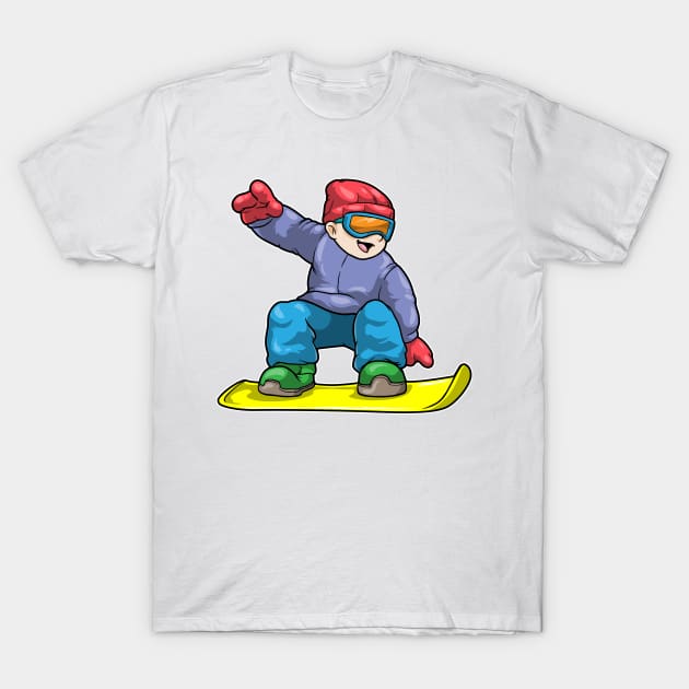 Snowboarder with Snowboard & Ski goggles T-Shirt by Markus Schnabel